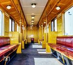 Innenansicht des Triebwagens 116 der Serie BII. Das Fahrzeug gehörte zur 8. Lieferserie von 14 Trieb- und 21 Beiwagen dieses Typs, die 1927 bei der Dessauer Waggonfabrik (Steinfurth) beschafft wurden. (1983) <i>Foto: Karsten Risch</i>
