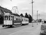 Tw 34 (MAN, Baujahr 1909) auf der Linie 3 zum Friedhof am Römerhof in der Hansjakobstraße.  (02.05.1961) <i>Foto: Reinhard Todt</i>