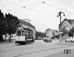 Tw 46 (MAN, Baujahr 1914) im Einsatz als Arbeitswagen nahe des Betriebsbahnhofs Nord in der Komturstraße. (10.1963) <i>Foto: Reinhard Todt</i>