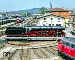 In Bayreuth endete 1985 die Genehmigung mit Dampf zu fahren. Dort wendet 01 1066 für die Rückfahrt nach Nürnberg. (06.05.1985) <i>Foto: Joachim Schmidt</i>