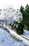 52 6666, frisch aus dem Raw Meiningen entlassen, wird mit P 9014 gleich den Bahnhof Oberhof (Thür) erreichen. (21.02.1991) <i>Foto: Wolfgang Bügel</i>