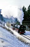 Vor Oberhof (Thür) erschien 41 1231 mit dem nächsten Planzug D 554 nach Berlin-Schöneweide. (21.02.1991) <i>Foto: Wolfgang Bügel</i>