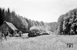 Die Kornwestheimer 50 118 mit einem Güterzug auf der Gäubahn in Höhe des Haltepunkts (Stuttgart-) Wildpark. (09.1957) <i>Foto: Jürgen Hagemann, Slg. R. Garn</i>