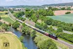 Nach zweitägiger Übernachtung in Nürnberg nahm 01 1104 mit dem "Belle Train" Anlauf zur nächste Etappe nach Dresden. Bei Burgkunstadt ist der Sonderzug DPE 347 auf dem Weg zum Zwischenziel in Neuenmarkt-Wirsberg. (15.05.2025) <i>Foto: Joachim Schmidt</i>