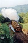 86 866 mit einem Nahgüterzug nach Bad Schwalbach kurz vor Eiserne Hand, einem Pass über den Taunushauptkamm und damals höchstgelegenem Bahnhof des Taunus. (14.05.1966) <i>Foto: Theodor Horn</i>