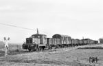101 642 vom Bw Salzwedel mit einem beachtlich langen Übergabezug in Bismark auf der Strecke Hohenwulsch–Badel. (21.09.1986) <i>Foto: Thomas Fischer</i>