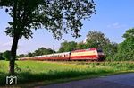 101 001 mit dem AKE-Rheingoldzug DPE 321 (Emden - Köln) bei Dörpen. (31.05.2025) <i>Foto: Michael Hubrich</i>