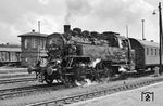 64 1397 vom Bw Wittstock (Dosse) verlässt mit einem Personenzug den Bahnhof Wittenberge. (1970) <i>Foto: Robin Fell</i>