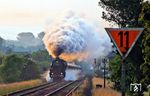 Bei einer Außentemperatur von einem Grad macht 01 1066 vor einem Sonderzug nach Kassel zwischen Schwerte (Ruhr) und Fröndenberg bei Langschede ordentlich Dampf. (06.06.2009) <i>Foto: Joachim Schmidt</i>