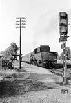 Die Darmstädter Wendezuglok 38 2733 mit dem gezogenen P 2646 in Stockstadt (Rhein). (08.1962) <i>Foto: Karl-Ernst Maedel</i>