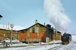 99 1778 setzt im Bahnhof Kurort Oberwiesenthal an den mittäglichen P 14413 nach Cranzahl. (24.02.1983) <i>Foto: Thomas Fischer</i>