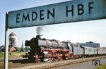 012 055 fährt mit E 3259 nach Norddeich (Mole) aus Emden Hbf. (08.1974) <i>Foto: Robin Fell</i>
