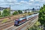 101 127 mit Werbung für "100 Jahre Baureihe 01" auf ihrer ersten Fahrt vor LPFT 78237 (Dortmund Bbf - Köln Hbf) in Hagen-Wehringhausen.  (10.07.2025) <i>Foto: Joachim Schmidt</i>