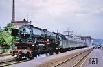 001 230 (Bw Hof) vor E 510 nach Kaiserslautern im Bahnhof Kulmbach. (22.05.1969) <i>Foto: Robin Fell</i>