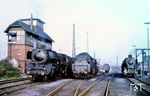 Blick in das Bw Hannover Hgbf mit den dort stationierten 01 179 und 01 223 sowie 41 290 aus Löhne (Westf). (28.08.1967) <i>Foto: Robin Fell</i>