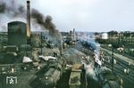 Die Stadt Willard (Ohio) ist eine der drei größten Städte im Huron County. Ihre Geschichte begann mit dem Eisenbahnzeitalter im Norden Ohios. Sie liegt im Knotenpunkt mehrerer Eisenbahnstrecken. Die Baltimore and Ohio Railway (B&O) unterhielt hier ein großes Bahnbetriebswerk, das im Frühjahr 1957 Ziel zahlreicher Bahnfans war. (03.1957) <i>Foto: Don Swanson</i>
