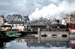 BR 61001 (ex LNER 8302, Baujahr 1943) fährt mit einem Personenzug nach Doncaster über den Witham in Lincoln in der Grafschaft Lincolnshire. (04.09.1960) <i>Foto: Robin Fell</i>