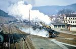 038 553 (38 3553) vom Bw Tübingen verlässt mit P 3968 nach Böblingen den Bahnhof Horb. (04.1971) <i>Foto: Robin Fell</i>