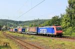 482 016 von SBB-Cargo mit dem 140 Minuten verspäteten DGS 42000 (Piacenza - Wuppertal-Langerfeld) in Wuppertal-Steinbeck. (06.08.2025) <i>Foto: Wolfgang Bügel</i>