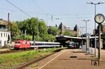 TRI 110 198 mit DLr 56716 nach Köln Bbf vor der Kulisse der historischen Stadthalle in Wuppertal-Steinbeck. (13.08.2025) <i>Foto: Wolfgang Bügel</i>