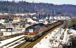132 086 (Bw Meiningen) mit Braunkohlenachschub bei Gräfenroda. (22.02.1991) <i>Foto: Joachim Bügel</i>