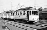 Der Triebwagen 1288 (Herbrand, Baujahr 1911) der Köln-Frechen-Benzelrather Eisenbahn im alten Frechener KFBE Depot. (06.1963) <i>Foto: Robin Fell</i>