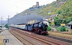 Der Jubiläumssonderzug mit der 50-jährigen 41 360 in Kaub. (11.08.1990) <i>Foto: Joachim Bügel</i>