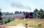 Die Stralsunder 03 1058 mit dem "Bäderzug" D 20 (Bergen/Rügen - Leipzig) in Prenzlau. (19.06.1970) <i>Foto: Bernd Kappel</i>