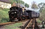 99 1582 fährt mit P 14294 nach Wolkenstein in Niederschmiedeberg ein. (22.05.1974) <i>Foto: Bernd Kappel</i>
