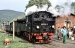 99 1594 ist mit P 14294 (Jöhstadt - Wolkenstein) in Großrückerswalde eingetroffen. (23.05.1974) <i>Foto: Bernd Kappel</i>