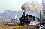 99 1568 dampft mit P 14287 nach Jöhstadt aus dem Bahnhof Wolkenstein. (07.04.1980) <i>Foto: Bernd Kappel</i>