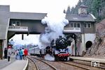 Einen Fotohalt mit 01 150 gab es im Bahnhof Oberhof (Thür). (29.03.1991) <i>Foto: Wolfgang Bügel</i>