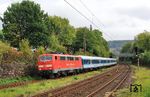 111 158 von DB-Gebrauchtzug am RE 13-Ersatzzug 21608 nach Venlo/NL in Wuppertal-Sonnborn. (10.09.2025) <i>Foto: Wolfgang Bügel</i>