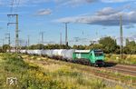 145 088 der Flex Bahndienstleistungen Leipzig mit einem DGS Richtung Naumburg in Großkorbetha. (03.09.2025) <i>Foto: Ralf Opalka</i>