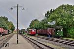 In Schierwaldenrath zeigte sich sogar der Himmel angesichts der Wiederherstellung der Lok 4 "RUR" von seiner besten Seite und präsentierte einen schönen Regenbogen. In der Mitte der steht der MEG T 13. (12.09.2025) <i>Foto: Zeno Pillmann</i>