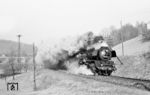 50 3529 vom Bw Nossen mit Ng 61345 (Döbeln - Dresden) bei Niederstriegis kurz vor Roßwein. (03.02.1982) <i>Foto: Thomas Fischer</i>