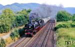 Anlässlich ihres 50. Geburtstages war 41 360 (Abnahme 20.07.1940) mit Sonderzug Dz 25421 bei Rhens unterwegs.  (11.08.1990) <i>Foto: Joachim Bügel</i>