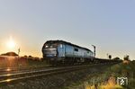 RDC 02 (DE 2700-02) fährt mit Autozug DPF 28921 nach Niebüll in Klanxbüll ein. (23.09.2025) <i>Foto: Joachim Bügel</i>