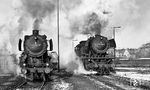 Im Bw Heilbronn begegnet 050 641 der vorbeifahrenden 023 019. (20.11.1971) <i>Foto: Burkhard Wollny</i>