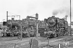 Kleine Lok-Parade im Bw Heilbronn, bestehend aus 050 522 und 050 858 (beide Bw Mannheim) sowie 023 006 vom Bw Crailsheim. (04.04.1971) <i>Foto: Wolfgang Bügel</i>