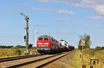 Der Klassiker mit den beiden noch einzigen vor einem Autozug verkehrenden 218 durfte natürlich auch nicht fehlen: 218 385 und 218 322 vor AS 1425 nach Niebüll am Einfahrsignal von Klanxbüll, das spätestens 2026 im Zuge der Streckenmodernisierung verschwinden wird. (25.09.2025) <i>Foto: Joachim Bügel</i>