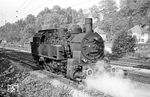 Im Bahnhof Heigenbrücken, der im Juni 2017 nach Inbetriebnahme der Neubautrasse über den Spessart aufgelassen wurde, rangiert 94 1214 vom Bw Aschaffenburg. (05.1962) <i>Foto: Karl-Ernst Maedel</i>