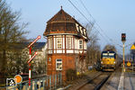CD 193 031 passiert mit EC 175 (Flensburg - Prag) das Museums-Stellwerk "Rn" im Bahnhof Rendsburg. (12.02.2025) <i>Foto: Thorsten Eichhorn</i>