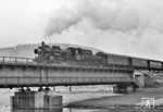 38 2183 (Bw Rottweil) mit P 1902 nach Horb auf der Donaubrücke bei Tuttlingen. (22.03.1967) <i>Foto: Wolfgang Jahn</i>
