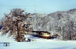 103 184 mit einem IC bei Knittlingen-Kleinvillars südlich von Bretten. (12.1983) <i>Foto: Heiko Hamm</i>