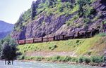 ÖBB 52.855 mit einem Erzzug auf dem Weg nach Hieflau im Ennstal bei Johnsbach im Gesäuse. (30.07.1968) <i>Foto: Helmut Dahlhaus</i>