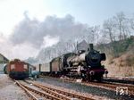 038 382 fährt mit N 4140 nach Horb aus dem Bahnhof Dornstetten. Ab Eutingen (Württ) war die Lok rückwärts am Zug. (21.03.1974) <i>Foto: Dieter Kempf</i>