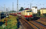 103 149 mit IC 545 "Ehrenbreitstein" (Koblenz - Köln - Dortmund - Hannover) in Köln-Buchforst. (17.09.1990) <i>Foto: Joachim Bügel</i>