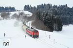 218 467 mit KCS 45189 kurz vor Nesselwang. (13.03.2006) <i>Foto: Stefan von Lossow</i>