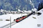 ÖBB 1110.522 mit 1020.004 (ex E 94 029) am Dg 44855 zum Brenner bei St. Jodok. (19.02.1988) <i>Foto: Joachim Bügel</i>